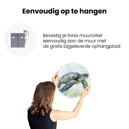 Wandcirkel ophangen Aquarelkunstwerk van een Zeeschildpad