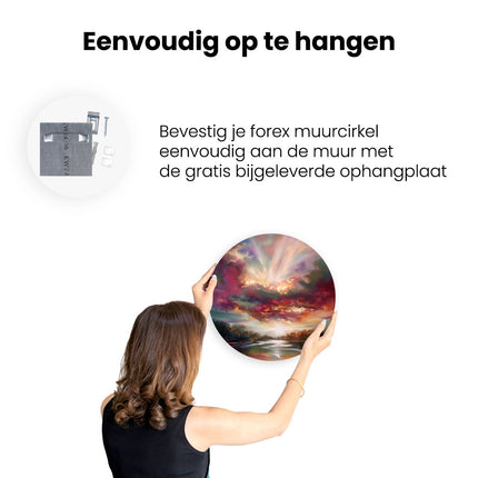 Wandcirkel ophangen Kunstwerk van een Zonsondergang boven een Rivier