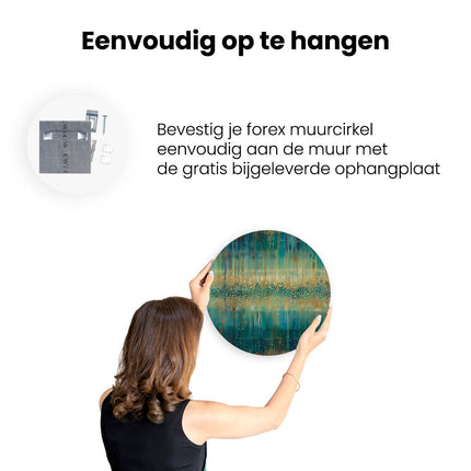 Wandcirkel ophangen Het Kunstwerk is Blauw en Goud