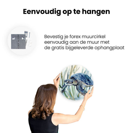 Wandcirkel ophangen Aquarelkunstwerk van een Zeeschildpad