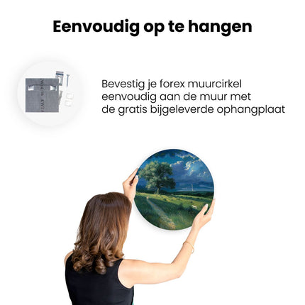 Wandcirkel ophangen Kunstwerk van een Grasveld met een Boom