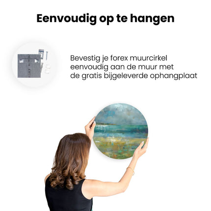 Wandcirkel ophangen Abstract Kunstwerk van een Strand met Wolken