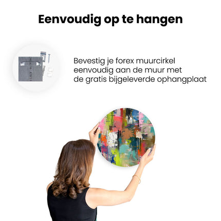 Wandcirkel ophangen Abstract Kunstwerk met Heldere Kleuren