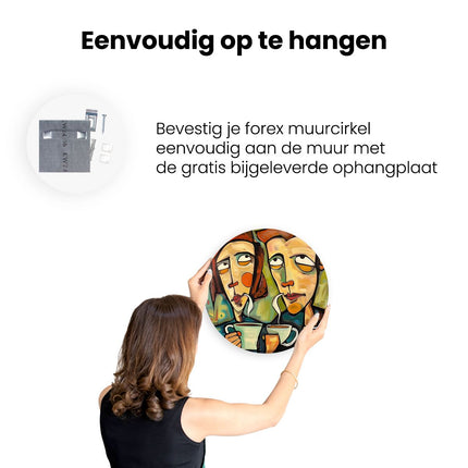 Wandcirkel ophangen Twee Mensen die Koffie Drinken