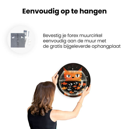Wandcirkel ophangen Kat in een Vissenkom