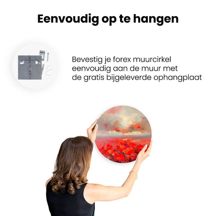 Wandcirkel ophangen Abstract Kunstwerk van Rode Klaprozen