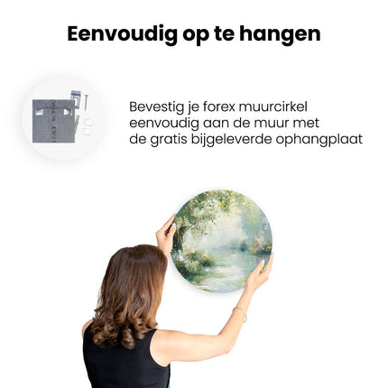 Wandcirkel ophangen Kunstwerk van een Boom bij een Rivier