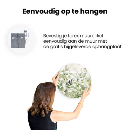 Wandcirkel ophangen Aquarelkunstwerk van Groene Bladeren