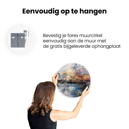 Wandcirkel ophangen Abstract Kunstwerk met veel Kleuren