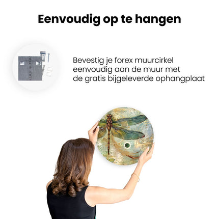 Wandcirkel ophangen De Libel is Groen en Goud