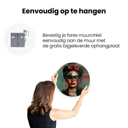 Wandcirkel ophangen Portret van Frida Kahlo