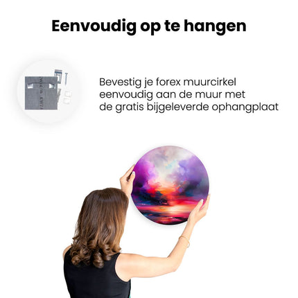 Wandcirkel ophangen Abstract Kunstwerk van een Zonsondergang