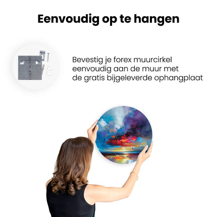 Wandcirkel ophangen Abstract Kunstwerk van een Zonsondergang