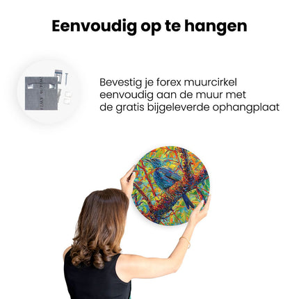 Wandcirkel ophangen Kleurrijke Vogel Zat op een Boomtak