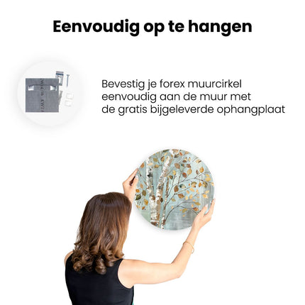 Wandcirkel ophangen Kunstwerk van een Berk met Herfstbladeren