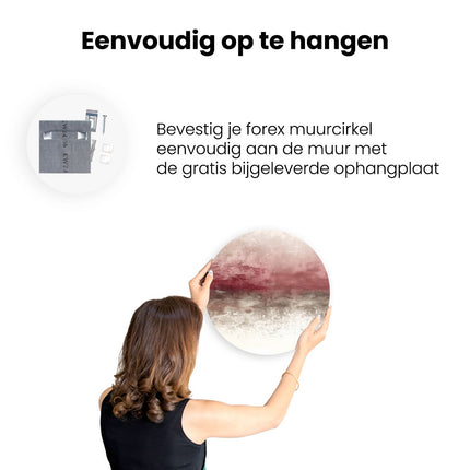 Wandcirkel ophangen Het Afbeelding is een Roze en Grijs Abstract Kunstwerk