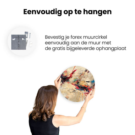 Wandcirkel ophangen Abstract Kunstwerk met veel Kleuren