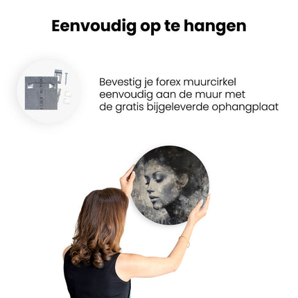 Wandcirkel ophangen Portret van een Vrouw met haar Ogen Dicht