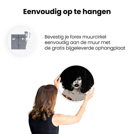 Wandcirkel ophangen Afrikaanse Vrouw met een Afro