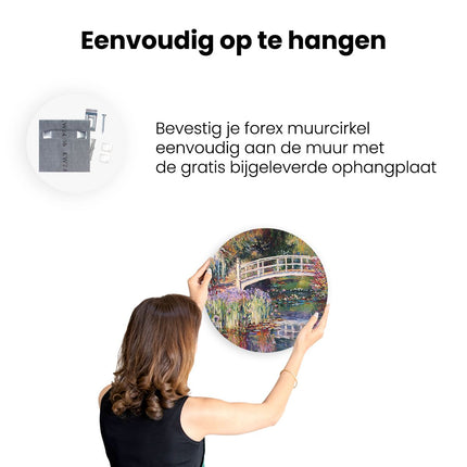 Wandcirkel ophangen Kunstwerk van een Brug over een Vijver