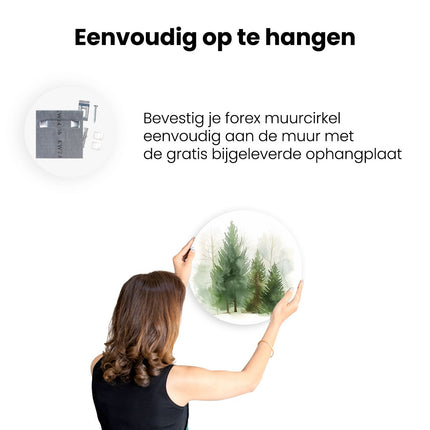 Wandcirkel ophangen Aquarelkunstwerk van Drie Pijnbomen