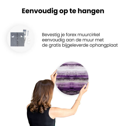 Wandcirkel ophangen Paars Abstract Kunstwerk op een Witte Achtergrond