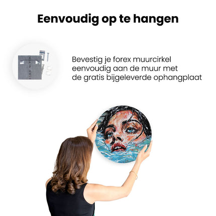 Wandcirkel ophangen Kunstwerk van een Vrouw in het Water
