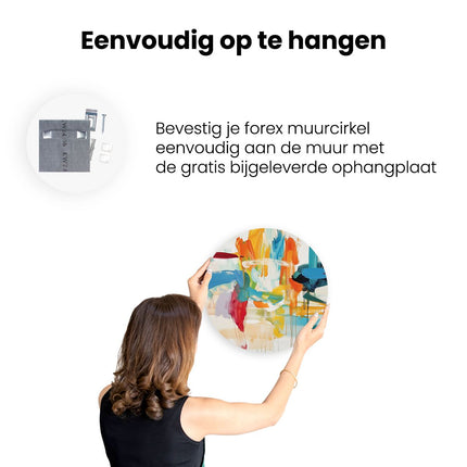 Wandcirkel ophangen Abstract Kunstwerk met Heldere Kleuren