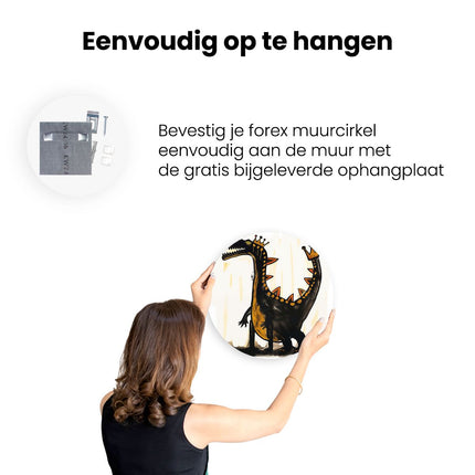 Wandcirkel ophangen Dinosaurus met een Kroon op zijn Hoofd