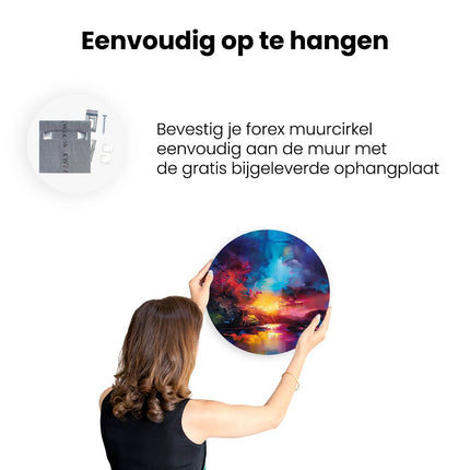 Wandcirkel ophangen Abstract Kunstwerk van een Zonsondergang