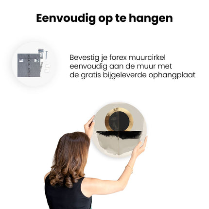 Wandcirkel ophangen Zwart en Goud Kunstwerk met een Cirkel in het Midden