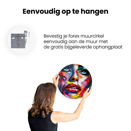 Wandcirkel ophangen Abstract Kunstwerk van het Gezicht van een Vrouw