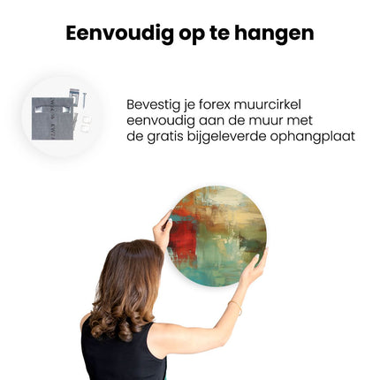 Wandcirkel ophangen Abstract Kunstwerk met Rode, Groene en Blauwe Kleuren