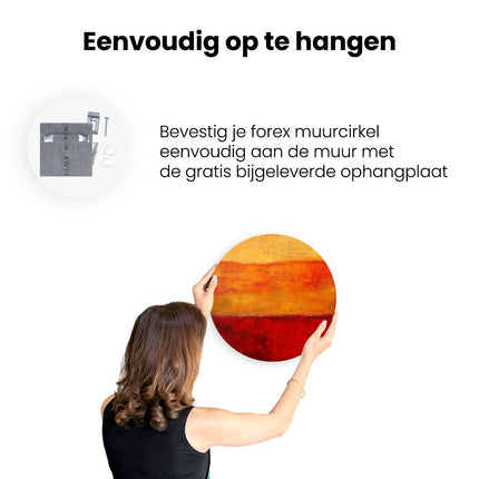 Wandcirkel ophangen Abstract Kunstwerk met Rode en Gele Kleuren