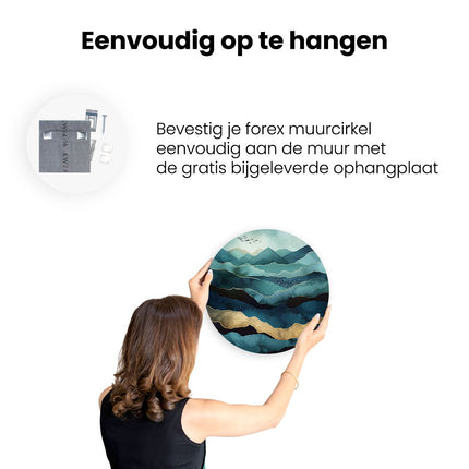 Wandcirkel ophangen Aquarelkunstwerk van Bergen