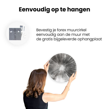 Wandcirkel ophangen Zwart Wit Beeld van een Uitbarsting van Licht
