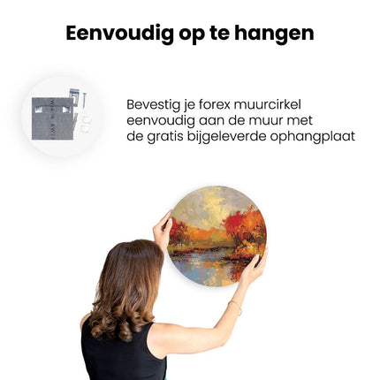 Wandcirkel ophangen Abstract Kunstwerk van een Rivier en Bomen