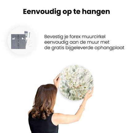 Wandcirkel ophangen Aquarelkunstwerk van Bloemen en Grassen