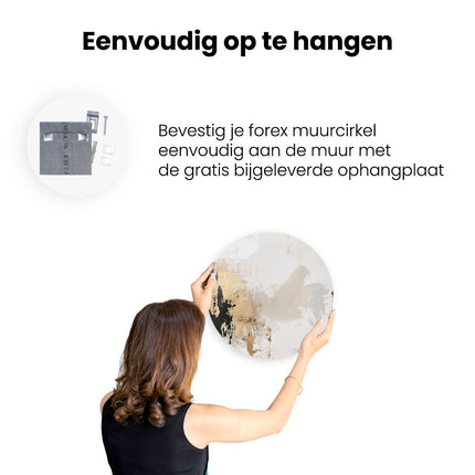 Wandcirkel ophangen Abstract Kunstwerk met Goud en Zwarte Verf