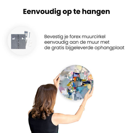 Wandcirkel ophangen Abstract Kunstwerk met veel Kleuren