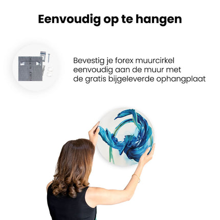 Wandcirkel ophangen Abstract Kunstwerk van een Blauwe Bloem