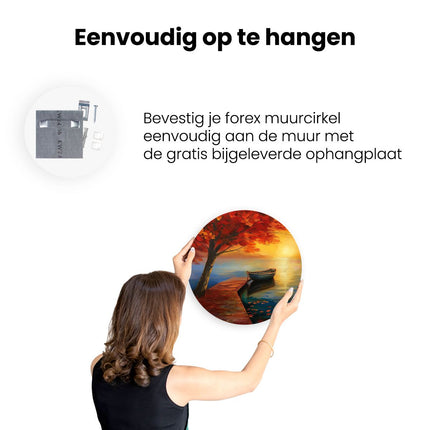 Wandcirkel ophangen Boot op een Dok bij Zonsondergang