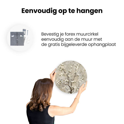Wandcirkel ophangen Kunstwerk van een Boom met Witte Bloesems