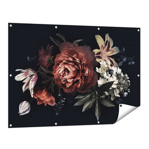 Tuinposter vooraanzicht Bloemen Op Een Zwart Achtergrond