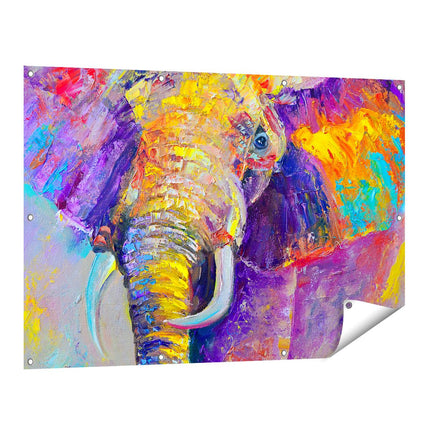 Tuinposter vooraanzicht Olifant Van Olieverf - Kleur - Abstract