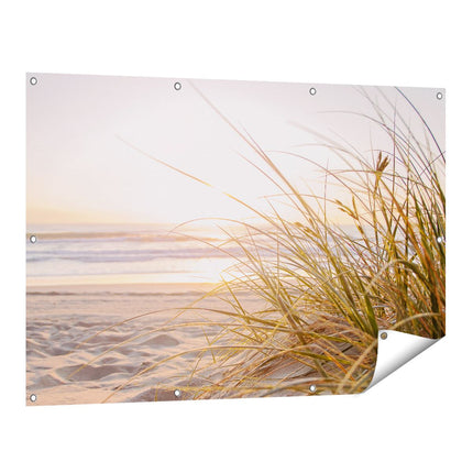 Tuinposter vooraanzicht Strand En Duinen Tijdens Zonsondergang