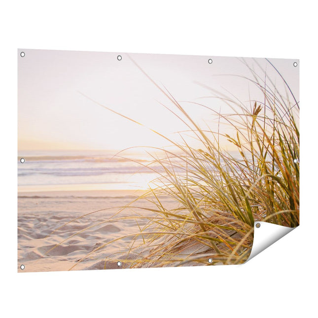 Tuinposter vooraanzicht Strand En Duinen Tijdens Zonsondergang
