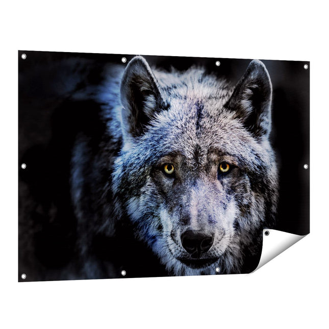 Tuinposter vooraanzicht Grijze Wolvenkop - Wolf
