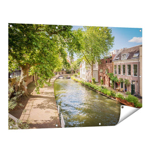 Tuinposter vooraanzicht Oudegracht In Utrecht 