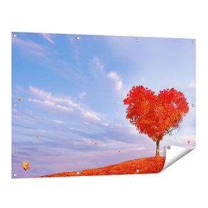 Tuinposter vooraanzicht Rode Liefde Boom In Een Hart Vorm